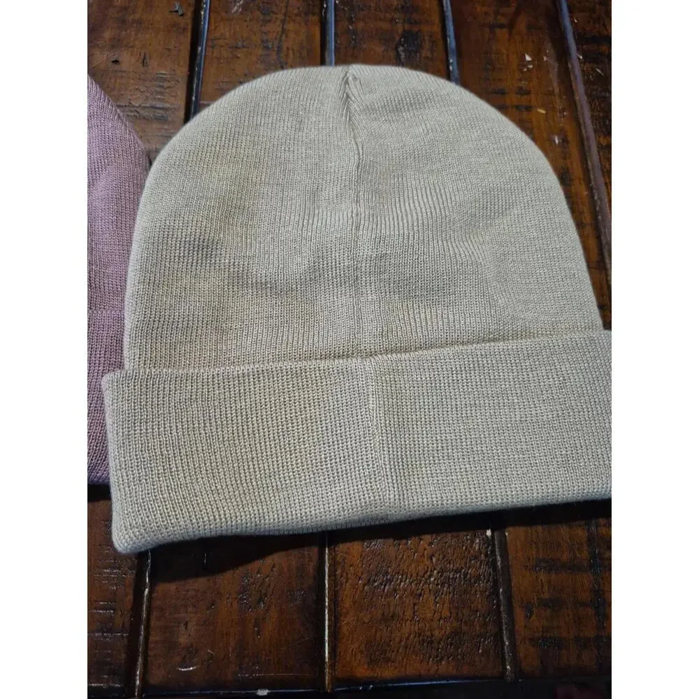 Adidas Men’s 2 Pack Grove Knit Cuff Beanies Wonder Beige / Violet NEW - Picture 5 of 8